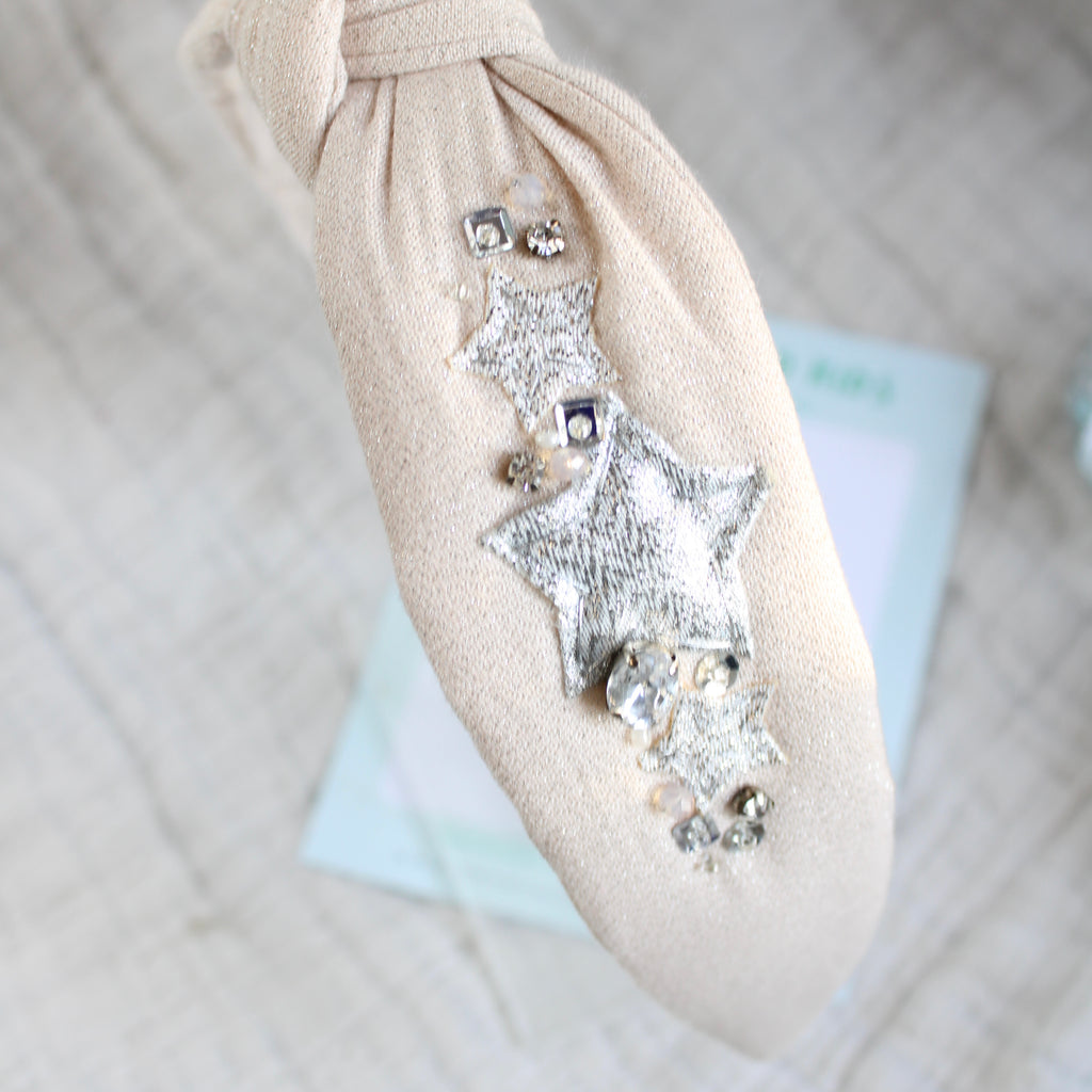 Silver Stars knotted Headband