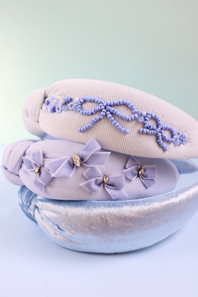 BLUE COQUETTE Beaded Knotted Headband